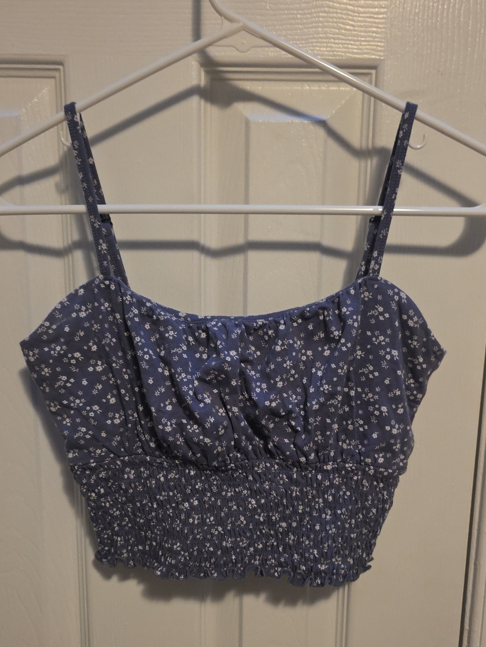 Hollister Blue Floral Smocked Crop Cami